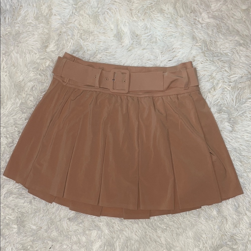 Adorable Aerie Dark Khaki Pleated Mini Skirt with Belt